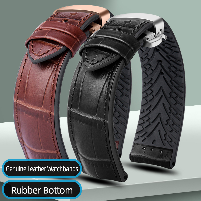 Omega Watch Speedmaster - Genuine Leather Watchbands 19/20/21/22mm Rubber Bottom