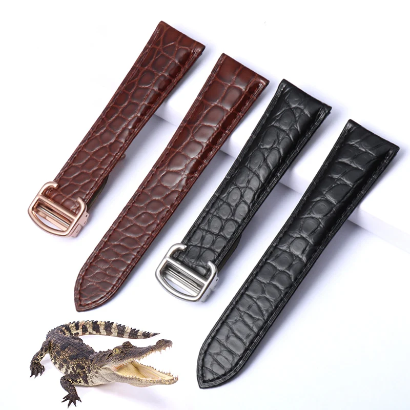 Cartier Watch Santos - Alligator Genuine Leather Watch Strap For