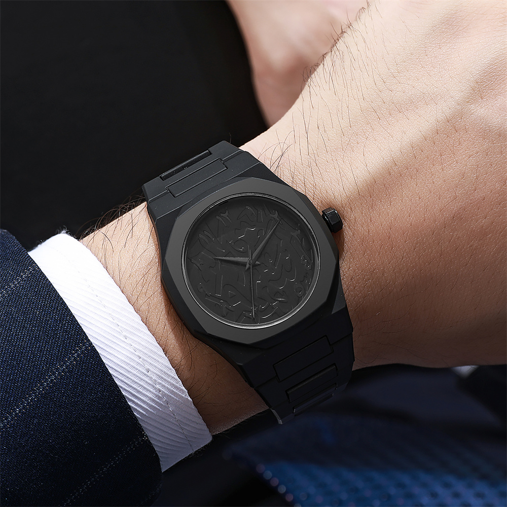 Men's Fashion Simple Black Lar - Butterfly Clasp Deployant ulasan dan harga