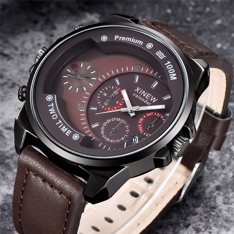 Original XINEW Brand Men Watch - Leather Watch Band Men ulasan dan harga
