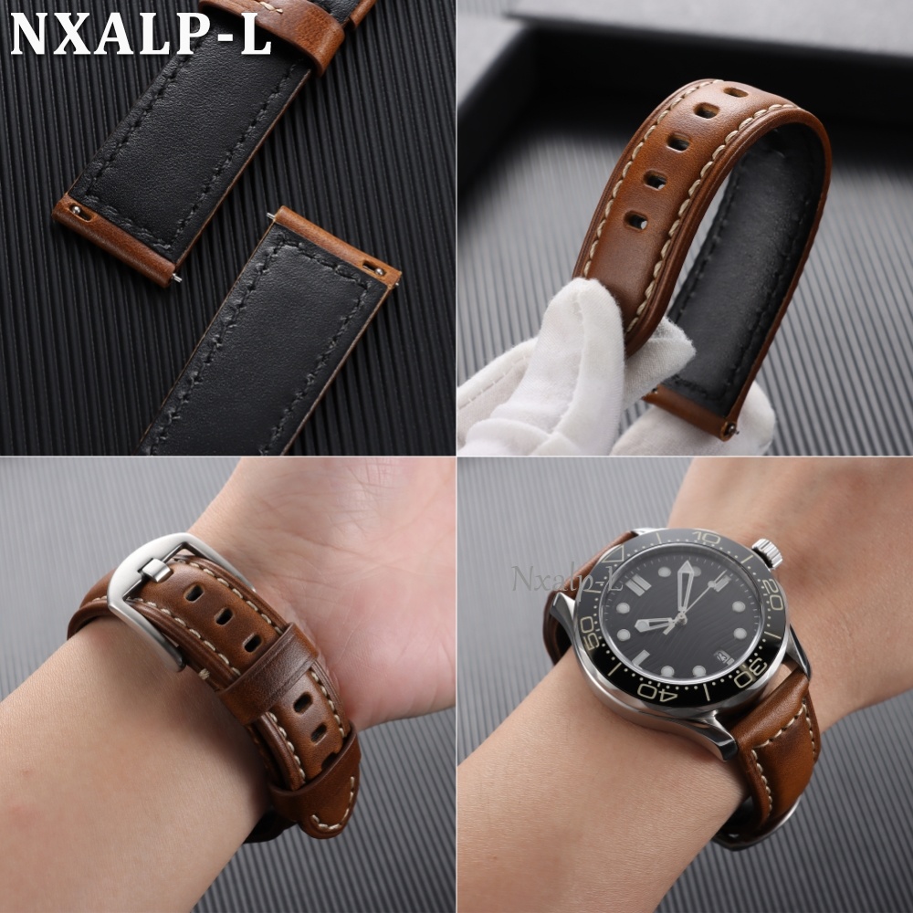 Oil Wax Cowhide Strap 18 20mm  - Omega Watch Speedmaster ulasan dan harga