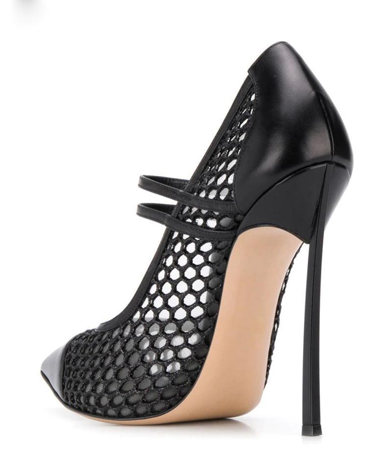 Sexy Mesh Patchwork Pointed To - Mesh Strap Metal ulasan dan harga