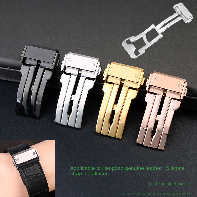 18 22mm Solid Stainless Steel  - Leather Watch Band Men ulasan dan harga