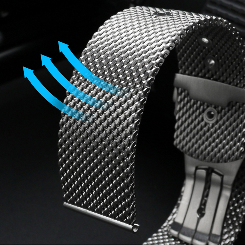 20mm 22mm solid Stainless Stee - Mesh Strap Metal ulasan dan harga