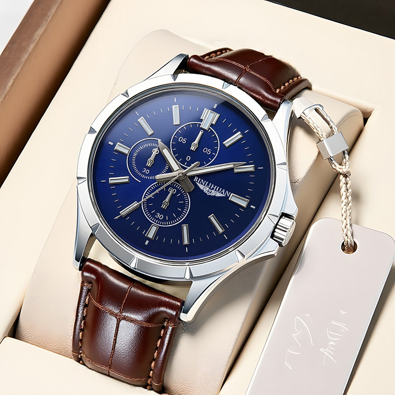Men Chronograph Quartz Watch,  - Leather Watch Band Men ulasan dan harga