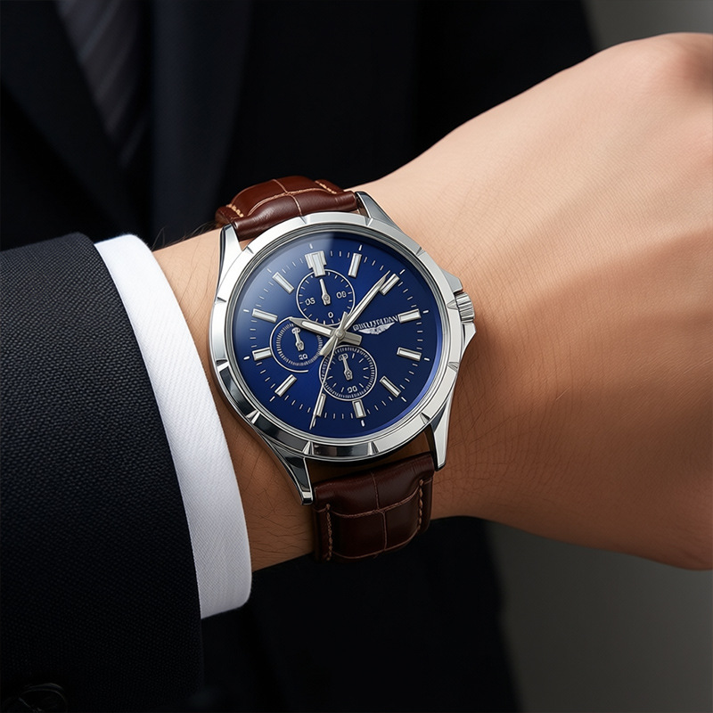 Men Chronograph Quartz Watch,  - Leather Watch Band Men ulasan dan harga