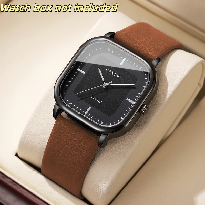 Fashionable Classic Square Dia - Leather Watch Band Men ulasan dan harga